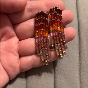 LOFT Vibrant Red and Orange Drop Earrings
